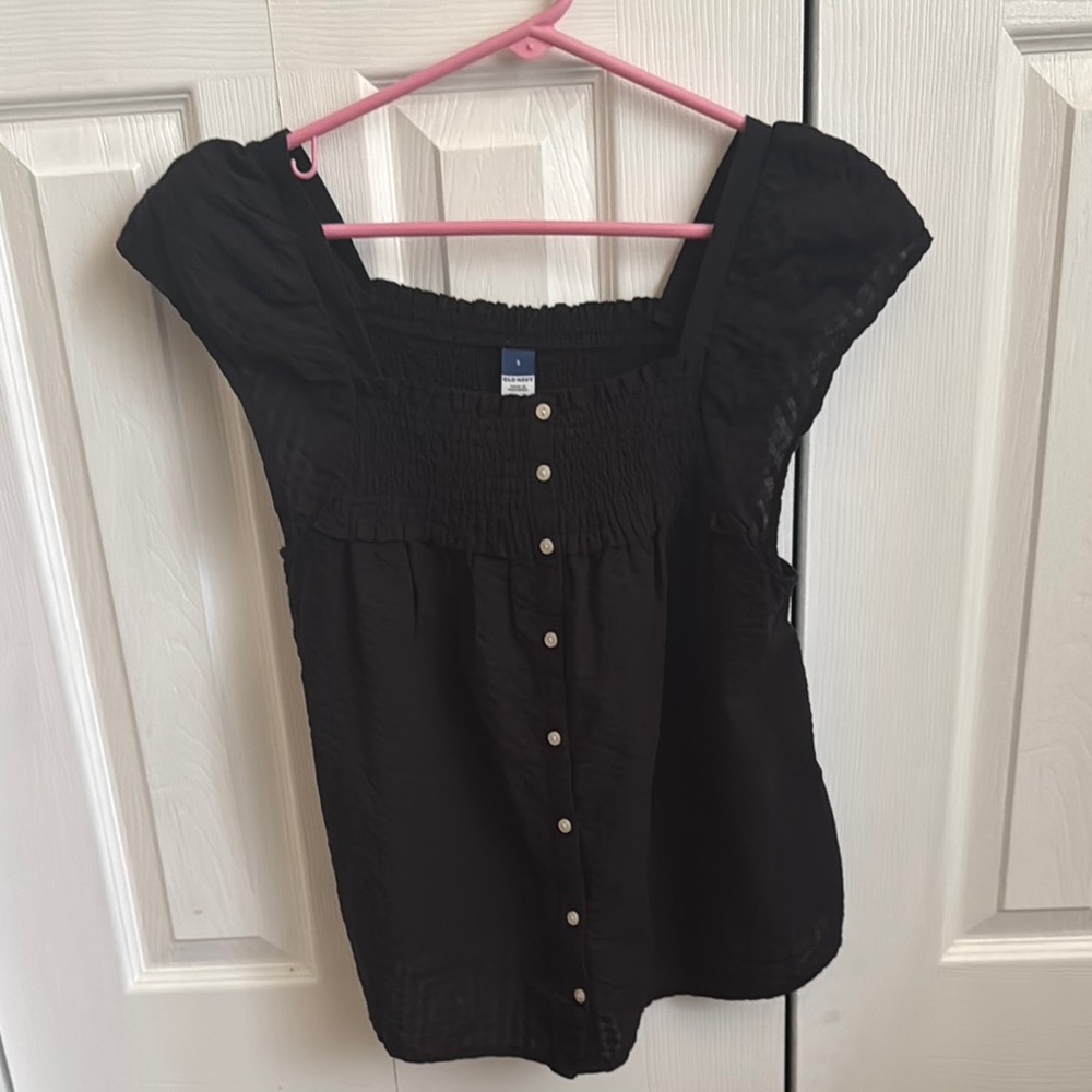 Old Navy Black Cap Sleeve Blouse